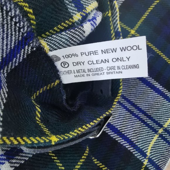 Highland Home Industries Skirt Green White Kilt Tartan Wool UK 14 Fits 12 - Picture 6 of 7
